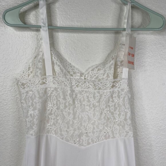 Vintage Fit Rite Lingerie Slip Dress Shadow Panel Babydoll Coquette White 34 NWT - Picture 10 of 13
